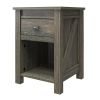 Farmhouse 1-Drawer Open Shelf Nightstand, Grey Oak, Pine or Off-White