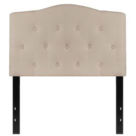 Upholstered Button-Tufted Headboard, Twin, Beige or Light Grey
