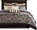 Paisley Comforter Set, 12-Piece Set, King, Brown/Blue or Black/Gold