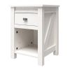 Farmhouse 1-Drawer Open Shelf Nightstand, Grey Oak, Pine or Off-White