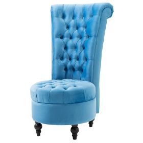 Tufted High Back Velvet Upholstered Accent Chair, Blue, Red, Gray or Cream