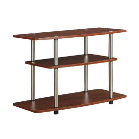 Modern TV Stand, Wood and Metal, Cherry Brown Finish