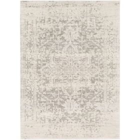 Distressed Oriental Area Rug, 3' x 5' or 5' x 7', Light Grey/Beige