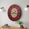 Distressed Wood Paris Wall Clock, Oval, Gray, Red or Turquoise