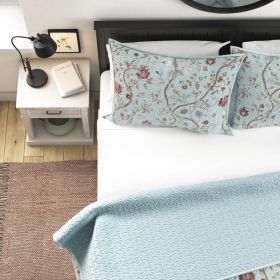 Farmhouse Blue Floral Vines Reversible Quilt Set, 3 Piece, Full/Queen