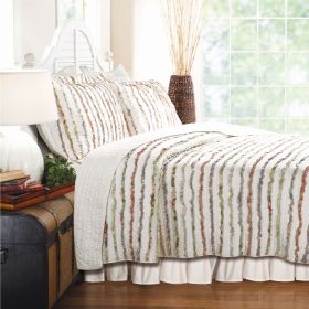 Ruffled Quilt Set, 2-3 Piece Set, Twin, Full/Queen or King, Multi-Color Stripes