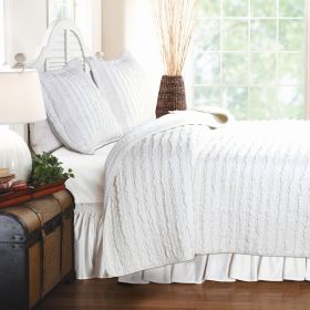 Ruffled Quilt Set, 2-3 Piece Set, Twin, Full/Queen or King, White