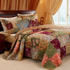 Paisley Patchwork Quilt Set, Full/Queen or King, 5-Piece Set, Floral