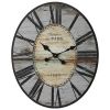 Distressed Wood Paris Wall Clock, Oval, Gray, Red or Turquoise