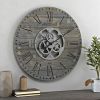 Industrial Farm House Oversized Wall Clock, Round, Black or Rustic Grey