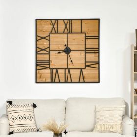 Farmhouse Square Roman Numerals Silent Wall Clock, 36", Wood