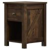 Farmhouse 1-Drawer Open Shelf Nightstand, Grey Oak, Pine or Off-White