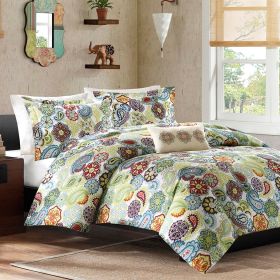 Paisley Bed Comforter, 4-Piece Set, King, Multi-Color