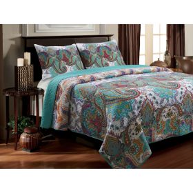 Reversible Paisley Quilt Set, 2/3-Piece, Twin, Full/Queen, King, Teal