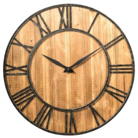 Round Roman Numeral Farmhouse Wall Clock, 30", Wood/Metal