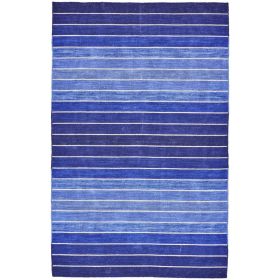 Striped Hand-Tufted Wool/Cotton Area Rug, 5' x 8' or 8' x 11', Blue