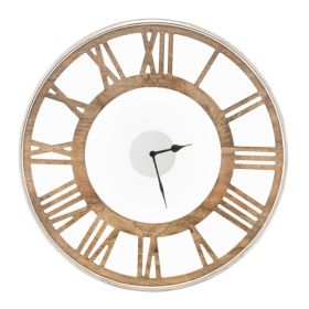 Farmhouse Roman Numerals Wall Clock, 16" or 20" Natural Wood