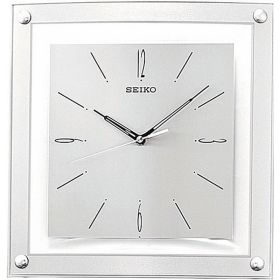 Contemporary Square Wall Clock, 12.25", Analog, Silver