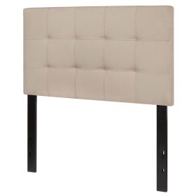 Contemporary Fabric Upholstered Panel Headboard, Twin or Full, Beige