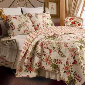 Reversible Crimson Clover Floral Quilt Set, Twin, Full/Queen, King, Multi-Colors