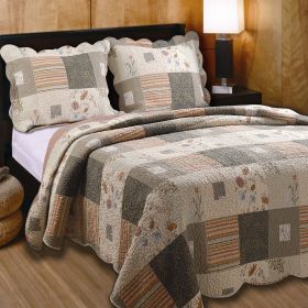 Southwest Patchwork Quilt Set, 2-3 Piece, Twin or King, Floral/Stripe