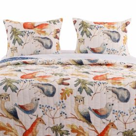Reversible Quilt Set, 3-Piece, Twin, Full/Queen or King, Animal/Floral Pattern