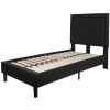 Upholstered Platform Bed w/Headboard, Twin/Full/Queen, Beige/Dk Gray/Black