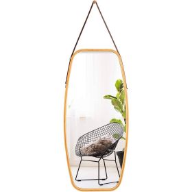 Rectangular Mirror with Bamboo Frame, Wall Mounted 39" x 18"