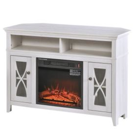 Electric Fireplace TV Console w/2 Doors, White or Espresso
