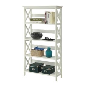 5-Shelf Bookcase with Decorative Sides, Glossy White or Black