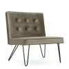 Upholstered Polyester Accent Chair, Navy Blue, Red or Gray, Black Metal Legs