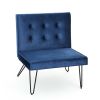 Upholstered Polyester Accent Chair, Navy Blue, Red or Gray, Black Metal Legs