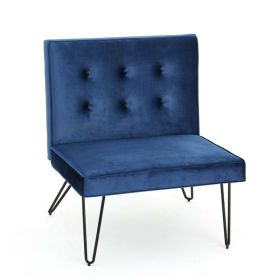 Upholstered Polyester Accent Chair, Navy Blue, Red or Gray, Black Metal Legs