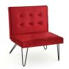 Upholstered Polyester Accent Chair, Navy Blue, Red or Gray, Black Metal Legs