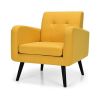 Mid-Century Modern Linen Upholstered Accent Chair, Blue or Yellow
