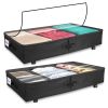 Under Bed Storage Container With Wheels, Clear Lid, 2 Pack, Black