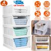 Stackable Storage Box Organizer,  Foldable,  4 Pack, White