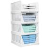 Stackable Storage Box Organizer,  Foldable,  4 Pack, White