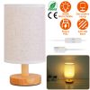 Bedside Nightstand Lamps, Warm White, Bamboo Base