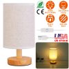 Bedside Nightstand Lamps, Warm White, Bamboo Base