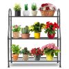 Plant Stand Display Rack Organizer, 3-Tier, Dark Grey Metal