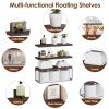 2-In-1 Floating Shelves with Basket, Wall Mounted