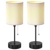 Nightstand Lamps, 3 Modes, White Shade/Black Base, 2 Pieces