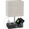 LED Table Lamp with Dual USB Ports, 2 Power Outlets, Dimmable