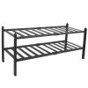 2-Tier Bamboo Shoe Rack, Stackable, Black