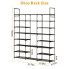 8-Tier 3-Row Shoe/Purse Organizer Rack for 42 Pair. Black Metal