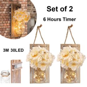 Lighted Mason Jar Wall Sconce, Set of 2