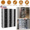 10-Tier, 3-Row Stackable Shoe Rack Organizer with Transparent Doors