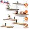 Floating Shelves, Wall Mounted, 6 Pieces, Wood + Metal