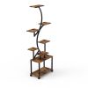 8-Tier Plant Tower W/ Grow Lights and Lockable Wheels, S-shaped, 61.42"